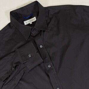Teddy Stratford New York City Dress Shirt Mens Size 6 Black Zip Up Formal Wear